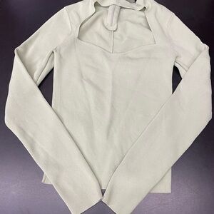 Zara Light Green Long Sleeve Knit Seeetheart Top